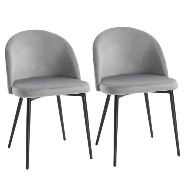 HOMCOM Dining Chairs Chic Velvet Grey/Black 2pcs - image 1