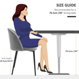 HOMCOM Dining Chairs Chic Velvet Grey/Black 2pcs - thumbnail 4