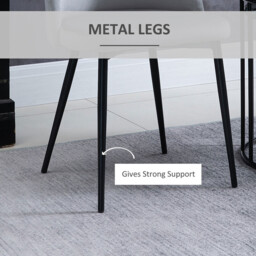 HOMCOM Dining Chairs Chic Velvet Grey/Black 2pcs - thumbnail 6