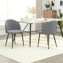 HOMCOM Dining Chairs Chic Velvet Grey/Black 2pcs - thumbnail 3