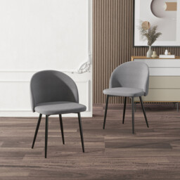 HOMCOM Dining Chairs Chic Velvet Grey/Black 2pcs - thumbnail 2