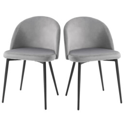 HOMCOM Dining Chairs Chic Velvet Grey/Black 2pcs - thumbnail 5