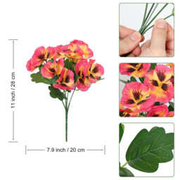 4Pcs 11in/28cm Artificial Pansies Flowers Outdoor Faux Flowers Plastic Plants Artificial Silk Flowers for Front Porch Garden Window Box Hanging Planter Decoration(orange) - thumbnail 2