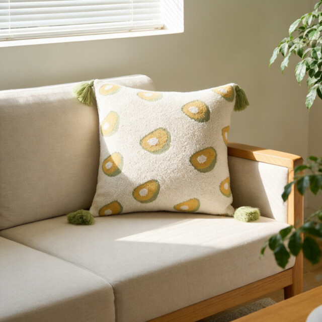 MEROPE, Sherpa Acrylic Knit Cushion cover,50x50cm, avocado, 1pack - image 1