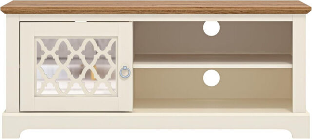 "Galano Novara TV Stand Cabinet – 119cm Entertainment Unit with Door – Fits up to 50"" TV – Storage Furniture for Living Room (Ivory/Oak)" - image 1