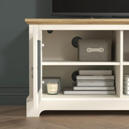 "Galano Novara TV Stand Cabinet – 119cm Entertainment Unit with Door – Fits up to 50"" TV – Storage Furniture for Living Room (Ivory/Oak)" - thumbnail 5