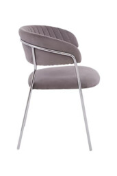 Interiors by Premier Dining Chair Tamzin Panelled Velvet Grey/Chrome 2pcs - thumbnail 2