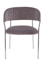 Interiors by Premier Dining Chair Tamzin Panelled Velvet Grey/Chrome 2pcs - thumbnail 2