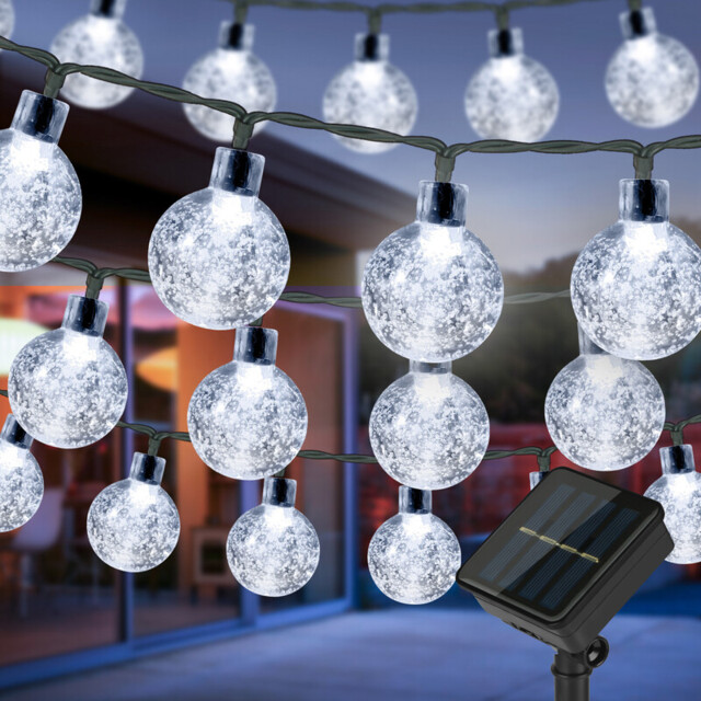 Vivreal Solar Bubble Ball String Lights - 5m, 30 LED Cool White, Outdoor Solar Garden Lights with Copper & ABS, Ideal for Patio, Yard, Party & Wedding, New Year Sale , Top gift picks