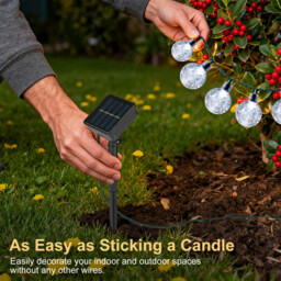 VIVREAL Solar Bubble Ball String Lights - 5m, 30LED Cool White, Outdoor Solar Garden Lights with Copper & ABS, Ideal for Patio, Yard, Party & Wedding - thumbnail 3