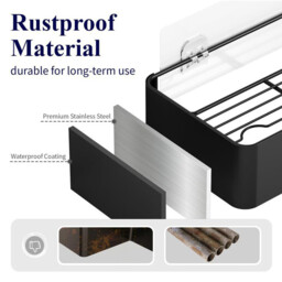 JORDAN&JUDY 2-Piece Large Iron Bathroom Shelf Set, 38.6cm + 40cm, Rust-Resistant - thumbnail 6