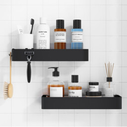 JORDAN&JUDY 2-Piece Large Iron Bathroom Shelf Set, 38.6cm + 40cm, Rust-Resistant - thumbnail 3