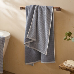 Yard Bath Towel Hebden Waffle Denim Blue 70x130cm - thumbnail 1