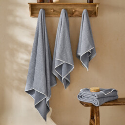 Yard Bath Towel Hebden Waffle Denim Blue 70x130cm - thumbnail 3