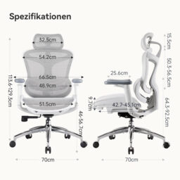 SIHOO Doro C300 Ergonomic Office Chair with Ultra Soft 3D Armrests, Dynamic Lumbar Support for Home Office Chair, Adjustable Backrest Desk Chair (White) - thumbnail 2