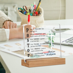 "Alphynix 1pc Spiritual Leadership Plaque, ""PASTOR"" Acronym Breakdown on Clear Acrylic with Wooden Base, Features ""SHEPHERD"" & ""RIGHTEOUSNESS"" Definitions, Ministry Appreciation Gift" - thumbnail 3