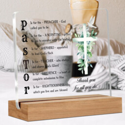 "Alphynix 1pc Spiritual Leadership Plaque, ""PASTOR"" Acronym Breakdown on Clear Acrylic with Wooden Base, Features ""SHEPHERD"" & ""RIGHTEOUSNESS"" Definitions, Ministry Appreciation Gift" - thumbnail 6