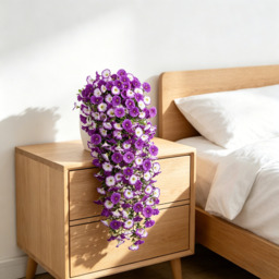 4Pcs 30in Artificial Hanging Plants for Outdoor Patio, Realistic Silk Petunia Faux Flowers in Mix Purple, Perfect Porch Decoration - thumbnail 4