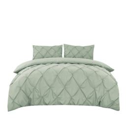Green Pleating Brushing Duvet Cover & Pillowcases Set, 230*220CM+50*75CM*2 - thumbnail 1