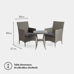 Vonhaus Bali Rattan Bistro Set - thumbnail 7