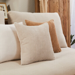 Deconovo Velvet cushion cover beige color 45*45cm 1pc - thumbnail 3