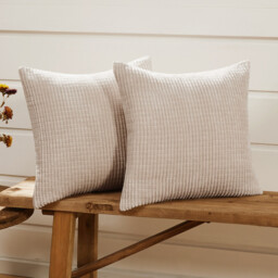 Deconovo Velvet cushion cover beige color 45*45cm 1pc - thumbnail 4