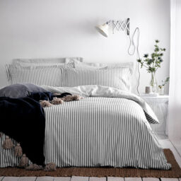 Yard Duvet Cover Set Hebden Stripe Grey Double - thumbnail 1