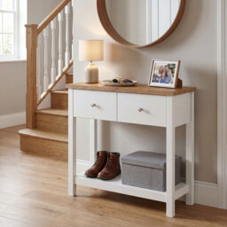 Vida Designs Console Table Arlington 2 Drawers White/Oak Effect