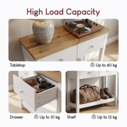 Vida Designs Console Table Arlington 2 Drawers White/Oak Effect - thumbnail 6