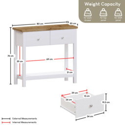 Vida Designs Console Table Arlington 2 Drawers White/Oak Effect - thumbnail 7