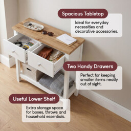 Vida Designs Console Table Arlington 2 Drawers White/Oak Effect - thumbnail 4