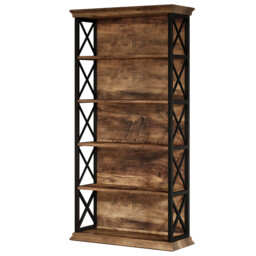 LANTINE 5-Tier Bookshelf, 180 cm Industrial-Style Bookshelf/Cabinet, Floorstanding 5-Tier Display & Storage Shelf, Tall Bookshelf for Home Office, Living Room, Bedroom, Brown & Black - thumbnail 6
