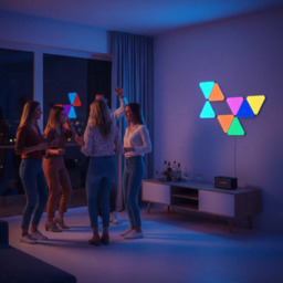 Panel RGB LED 6pcs Dreieckige Gaming Wandleuchte mit Fernbedienung, LED Smart Wand Licht DIY Kombinierbar LED Lichtleisten, Musik Sync App-Steuerung Light Panel für Weihnachten Gaming Zimmer Deko - thumbnail 2