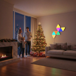 Panel RGB LED 6pcs Dreieckige Gaming Wandleuchte mit Fernbedienung, LED Smart Wand Licht DIY Kombinierbar LED Lichtleisten, Musik Sync App-Steuerung Light Panel für Weihnachten Gaming Zimmer Deko - thumbnail 4
