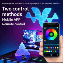 Panel RGB LED 6pcs Dreieckige Gaming Wandleuchte mit Fernbedienung, LED Smart Wand Licht DIY Kombinierbar LED Lichtleisten, Musik Sync App-Steuerung Light Panel für Weihnachten Gaming Zimmer Deko - thumbnail 5