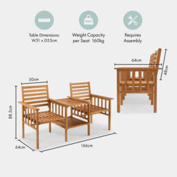 Vonhaus Cannes Jack & Jill Love Seat - thumbnail 3