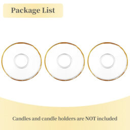 Glass Bobeches for Candlestick Holders, 3 PCS Candle Drip Protectors Candle Rings for Tapers, Candle Drip Catcher for Candle Stick Candle Holder for Wedding Party Church Home (Round, Gold Rim) - thumbnail 3