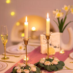 Glass Bobeches for Candlestick Holders, 3 PCS Candle Drip Protectors Candle Rings for Tapers, Candle Drip Catcher for Candle Stick Candle Holder for Wedding Party Church Home (Round, Gold Rim) - thumbnail 5