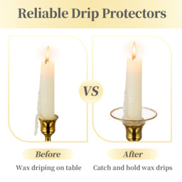 Glass Bobeches for Candlestick Holders, 3 PCS Candle Drip Protectors Candle Rings for Tapers, Candle Drip Catcher for Candle Stick Candle Holder for Wedding Party Church Home (Round, Gold Rim) - thumbnail 7