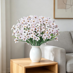 4Pcs 13in/33cm Artificial Flowers for Outdoor,No Fade Fake Plastic Flowers Faux Plants for Decoration Hanging Planters Indoor Outside Garden Porch Window Box Home Wedding Farmhouse(white) - thumbnail 6