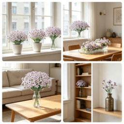 4Pcs 13in/33cm Artificial Flowers for Outdoor,No Fade Fake Plastic Flowers Faux Plants for Decoration Hanging Planters Indoor Outside Garden Porch Window Box Home Wedding Farmhouse(white) - thumbnail 4