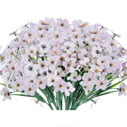 4Pcs 13in/33cm Artificial Flowers for Outdoor,No Fade Fake Plastic Flowers Faux Plants for Decoration Hanging Planters Indoor Outside Garden Porch Window Box Home Wedding Farmhouse(white) - thumbnail 2
