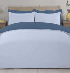 NightComfort Duvet Cover Set Plain Reversible Polycotton Blue/Navy Double - thumbnail 1