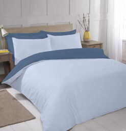 NightComfort Duvet Cover Set Plain Reversible Polycotton Blue/Navy Double - thumbnail 7