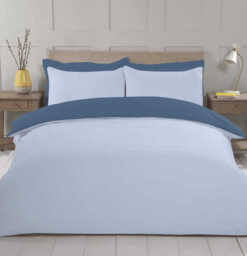 NightComfort Duvet Cover Set Plain Reversible Polycotton Blue/Navy Double - thumbnail 6