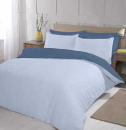 NightComfort Duvet Cover Set Plain Reversible Polycotton Blue/Navy Double - thumbnail 2