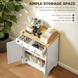 HOMCOM Sideboard Traditional White/Natural - thumbnail 7