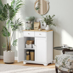 HOMCOM Sideboard Traditional White/Natural - thumbnail 4