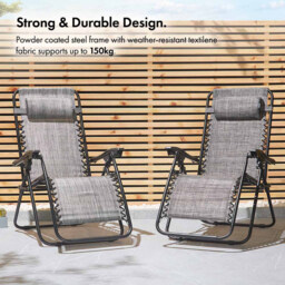Vonhaus Verona 2 Pack Zero Gravity Chair - Grey - thumbnail 2