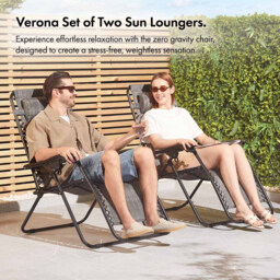 Vonhaus Verona 2 Pack Zero Gravity Chair - Grey - thumbnail 4